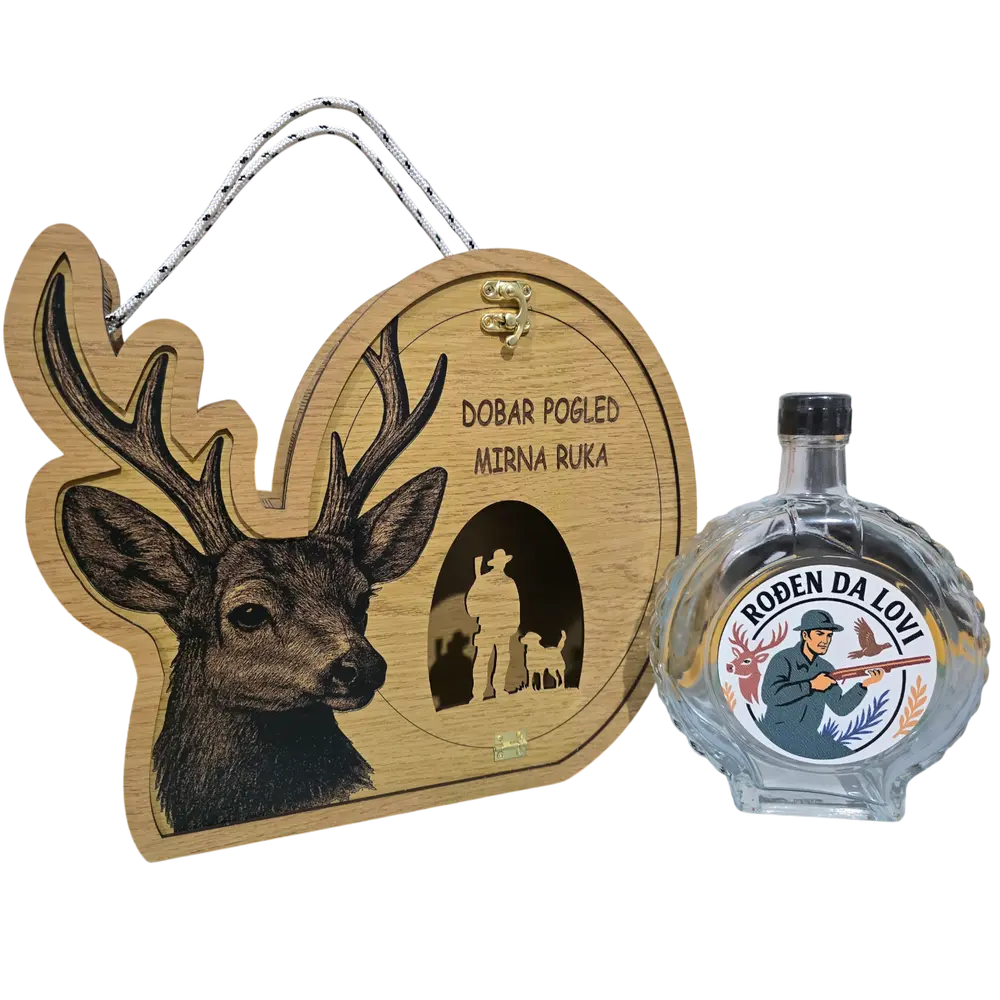 Ekskluzivni lovački set: Unikatna drvena kutija i flaša - slika 5