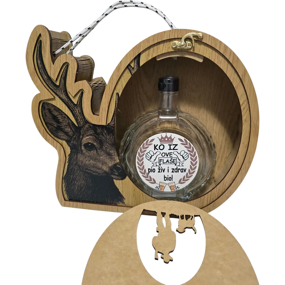 Ekskluzivni lovački set: Unikatna drvena kutija i flaša - slika 4