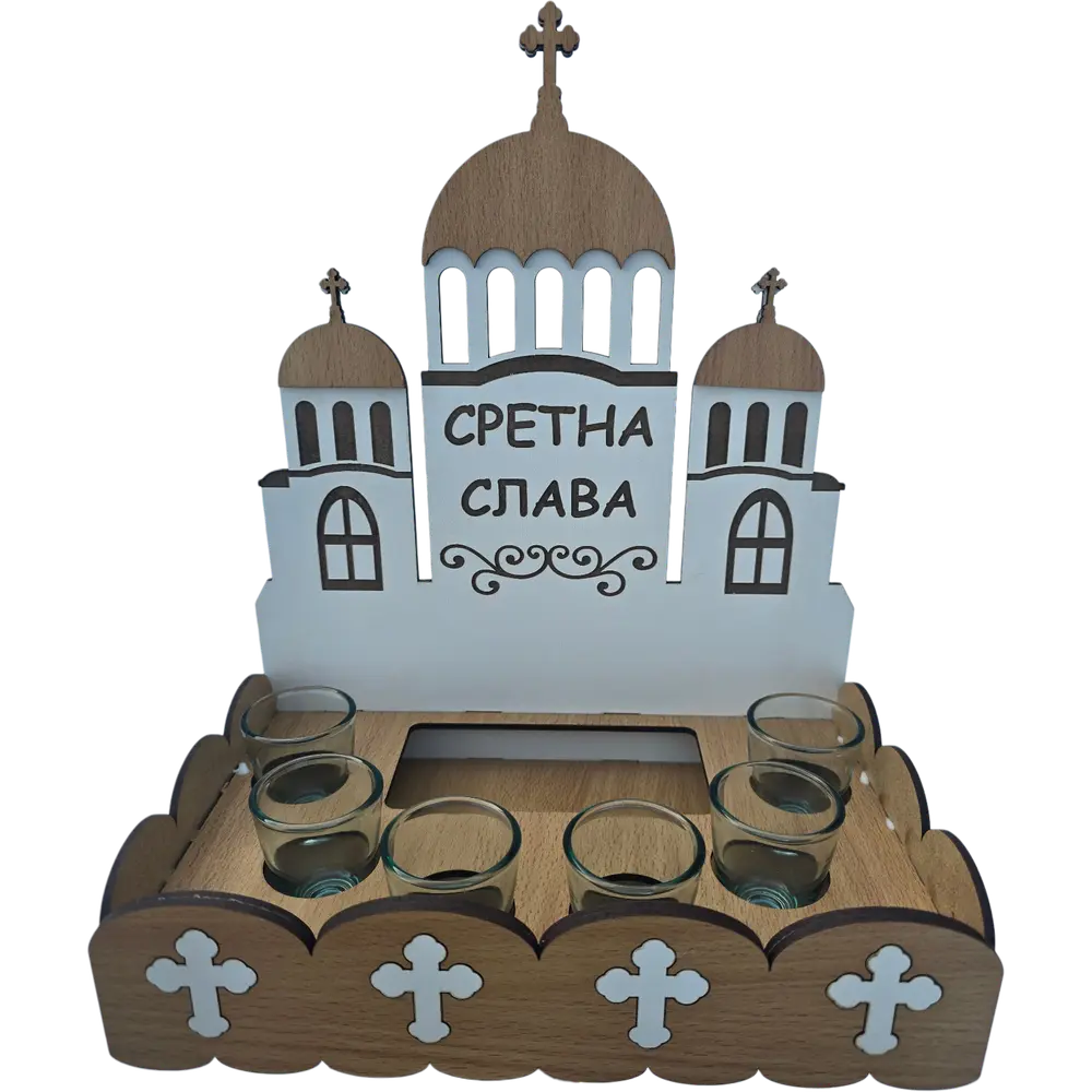 Mini bar crkvica flaša 0,7 L i 6 čašica set