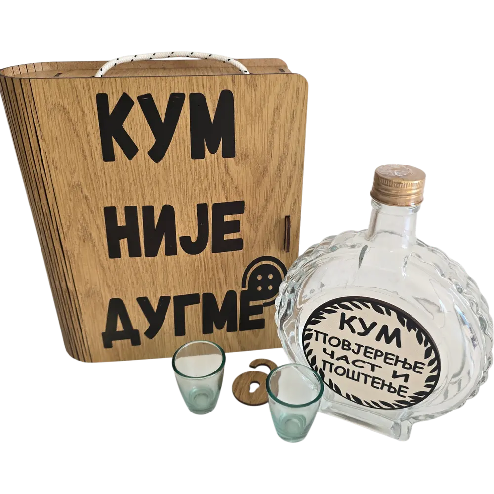 Mini bar knjiga sa flasom 0,7 L i dve  casice