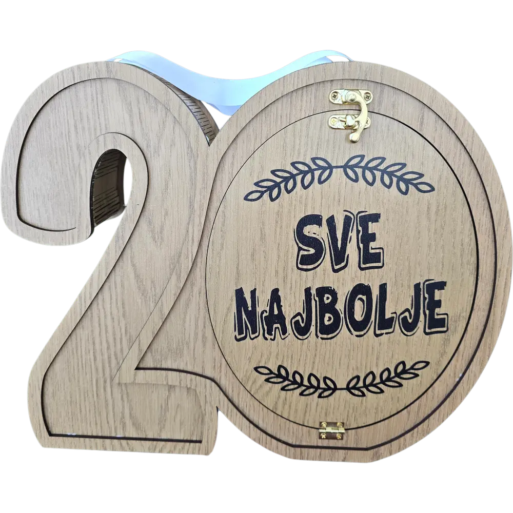 Mini bar kutija u obliku broja 20 poklon za rođendan, godišnjice, jubileje