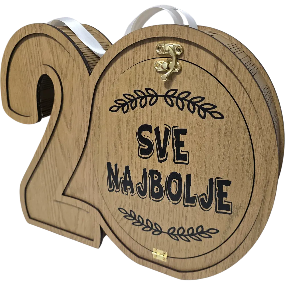 Mini bar kutija u obliku broja 20 poklon za rođendan, godišnjice, jubileje