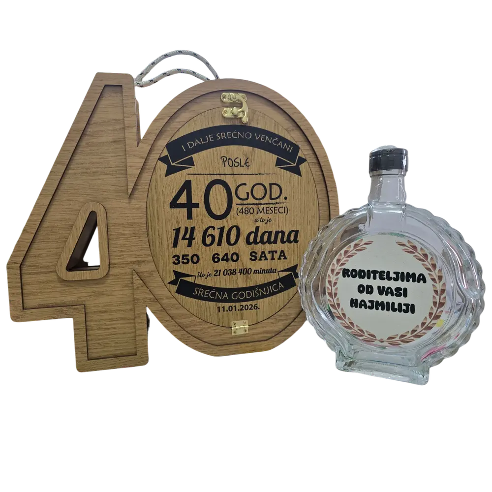 Mini bar kutija u obliku broja 40 poklon za rođendan, godisnjice