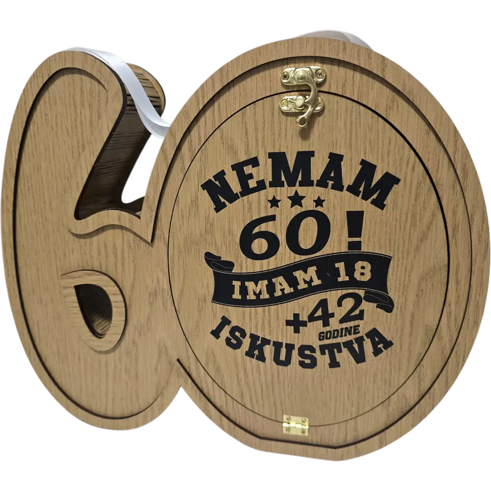 Mini-bar kutija u obliku broja 60 savršen poklon za 60 rođendan