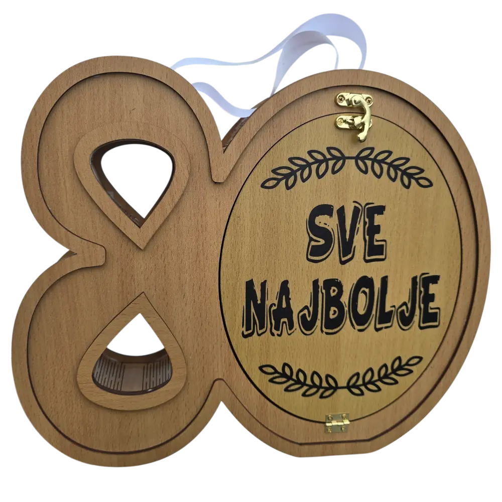 Mini bar kutija u obliku broja 80 poklon za rođendan