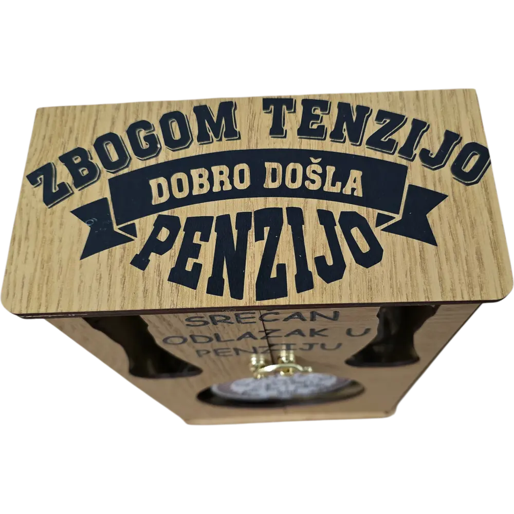 Drveni "Mini Bar" orman sa flašom 0.7l i dva čokanja – Personalizovani set - slika 4