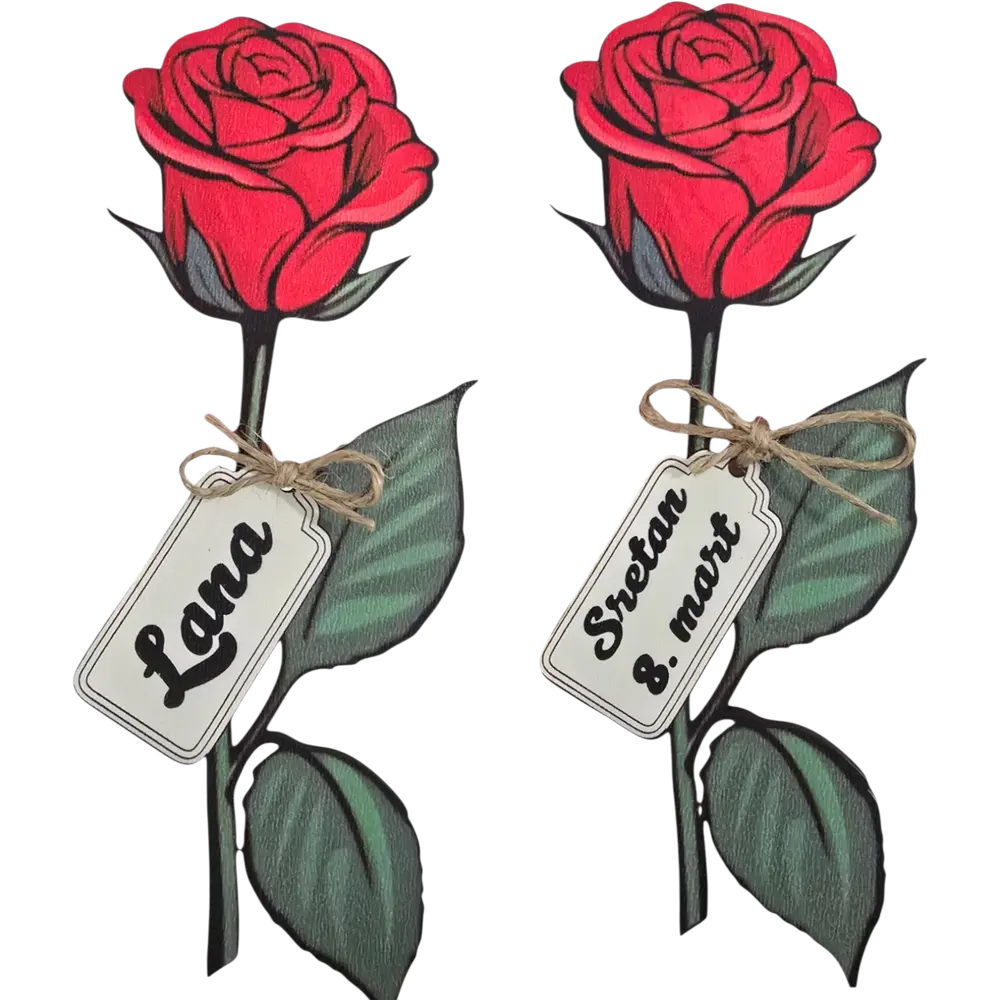 Personalizovana drvena ruža sa vasim imenom za 8 mart