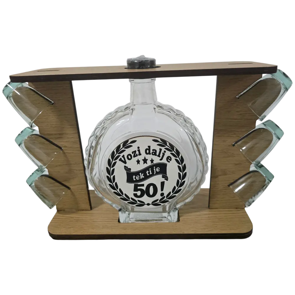 Personalizovani drveni stalak sa flašom 0,7 L i 6 čašica - slika 5