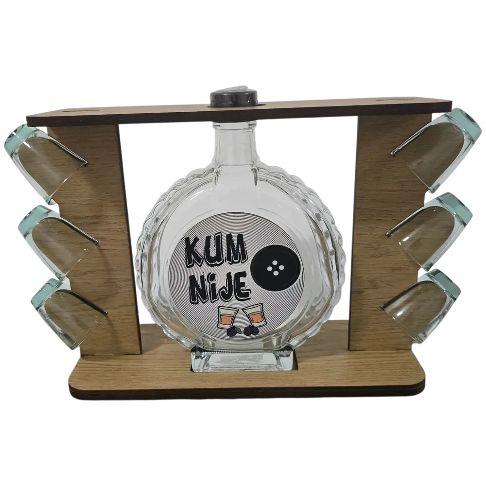 Personalizovani drveni stalak sa flašom 0,7 L i 6 čašica - slika 4