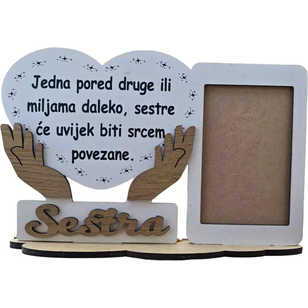 Personalizovani drveni stalak sa ramom za fotograviju - slika 5