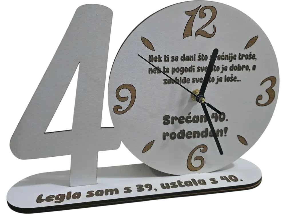 Personalizovani sat u obliku broja 20, 30, 40, 50, 60, 70, 80 poklon za rođendan - slika 2