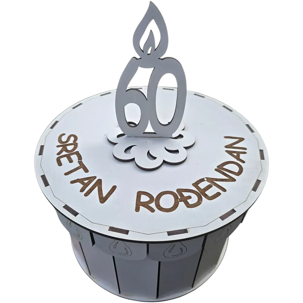 Rođendanska kutija u obliku torte sa brojem (Personalizovano) - slika 6