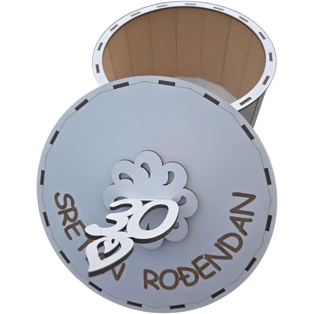 Rođendanska kutija u obliku torte sa brojem (Personalizovano) - slika 5